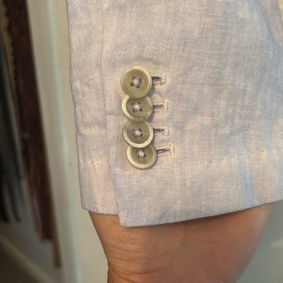 120% Lino Men’s Slim fit Single breasted blazer with patch pockets in baby blue - Picture 4 of 8